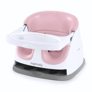 Ingenuity Baby Base 2-in-1 Booster Feeding and Floor Seat with Self-Storing Tray – Cashmere(Peony)