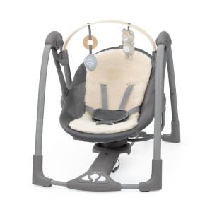 Ingenuity ConvertMe 2-in-1 Compact Portable Automatic Baby Swing & Infant Seat, Battery-Powered Vibrations, Nature Sounds, 0-9 Months 6-20 lbs (Raylan)(Wesley)