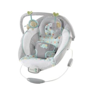 Ingenuity Cozy Spot Soothing Baby Bouncer with Wooden-Toy Arch, Natural Rubber-Toy, Safety Harness, Music & Auto-Shutoff, 0-6 Months, Grey(Morrison)