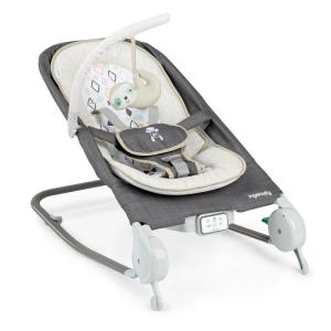 Ingenuity Gas Relief and Anti-Colic Baby Bouncer Seat and Rocker, Gentle Belly Message to Relax and Soothe Bellies, Instant Tummy Soother, 20 Songs and Melodies – Parker(Gray-Parker)
