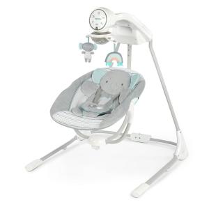 Ingenuity InLighten Baby Swing – Cool Mesh Fabric, Vibrations, Swivel Infant Seat, Nature Sounds, Light Up Motorized Mobile – Braden(Van The Elephant)
