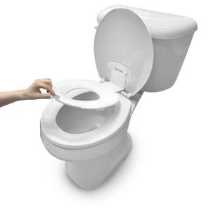 Ingenuity Ready Set Go Potty Training Toilet, Removable Bowl, Non-Skid Bottom, Wide Stable Base, Age 18 Months & Up, White & Grey(Flip & Sit Potty Seat)