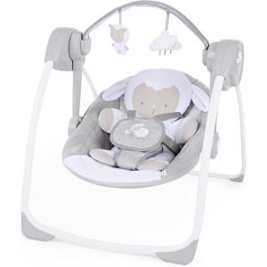 Ingenuity Soothe ‘n Delight Compact Portable 6-Speed Plush Baby Swing with Music, Folds Easy, 0-9 Months 6-20 lbs (Cozy Kingdom)(Cuddle Lamb)
