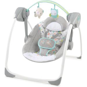 Ingenuity Soothe ‘n Delight Compact Portable 6-Speed Plush Baby Swing with Music, Folds Easy, 0-9 Months 6-20 lbs (Cozy Kingdom)(Fanciful Forest)