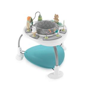 Ingenuity Spring & Sprout 2-in-1 Baby Activity Center Jumper and Table with Infant Toys – Ages 6 Months +, First Forest(Blue)