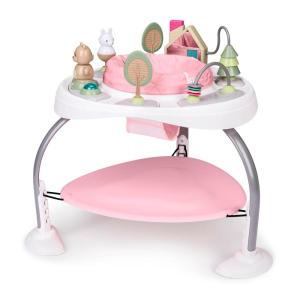 Ingenuity Spring & Sprout 2-in-1 Baby Activity Center Jumper and Table with Infant Toys – Ages 6 Months +, First Forest(Pink)