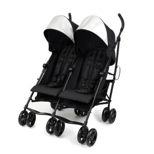 Summer Infant 3Dlite Folding Lightweight Side by Side Double Stroller with 5-Point Safety Harness for Infants and Toddlers, Black