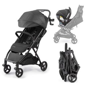 Summer Infant Ingenuity 3Dquickclose CS+ Compact Fold Stroller – Lightweight Stroller with Oversized Canopy, Extra-Large Storage and Compact Fold, Deep Ocean(Black)