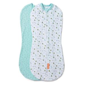 SwaddleMe by Ingenuity Compression Baby Swaddle Pod in Velboa, Two-Way Zipper for Easy Diaper Changes, Improves Sleep & Calms Startle Reflex, 0-2 Months, 1.0 TOG, 2-Pack – Clouds & Stars(Little Bees)
