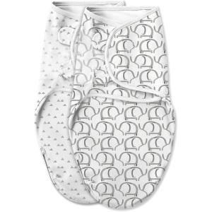 SwaddleMe by Ingenuity Easy Change Baby Swaddle in Size Small/Medium, 0-3 Months, 7-14 Pounds, 3-Pack with Easy Change Zipper – Snow Leopard(Ellie Elephant)