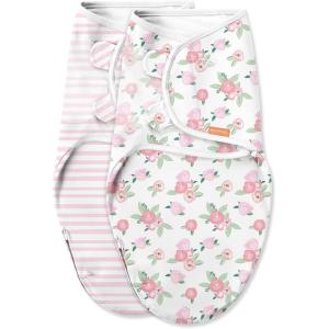 SwaddleMe by Ingenuity Easy Change Baby Swaddle in Size Small/Medium, 0-3 Months, 7-14 Pounds, 3-Pack with Easy Change Zipper – Snow Leopard(Water Color Floral)