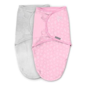 SwaddleMe by Ingenuity Easy Change Baby Swaddle in Size Small/Medium, 0-3 Months, 7-14 Pounds, 3-Pack with Easy Change Zipper -Zebra Botanical(Pink Hearts)