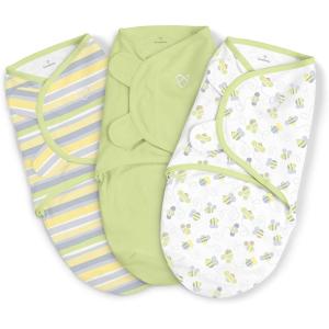 SwaddleMe by Ingenuity Original Swaddle, 100% Cotton, Improves Sleep & Calms Startle Reflex, 0-3 Months, 3-Pack – Oh Deer(Busy Bees)