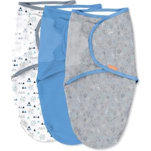 SwaddleMe by Ingenuity Original Swaddle, 100% Cotton, Improves Sleep & Calms Startle Reflex, 0-3 Months, 3-Pack – Oh Deer(Dino Time)