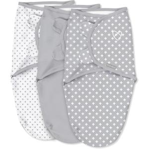 SwaddleMe by Ingenuity Original Swaddle, Size Small/Medium, For Ages 0-3 Months, 7-14 Pounds, Up to 26 Inches Long, 3-Pack Baby Swaddle Blanket Wrap(Criss Cross)