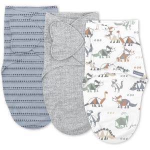SwaddleMe by Ingenuity Original Swaddle, Size Small/Medium, For Ages 0-3 Months, 7-14 Pounds, Up to 26 Inches Long, 3-Pack Baby Swaddle Blanket Wrap(Dino Mite)