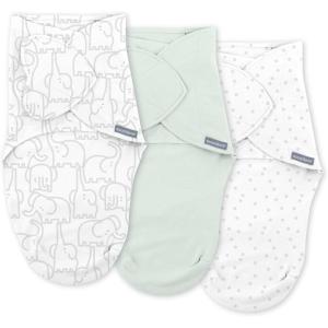 SwaddleMe by Ingenuity Original Swaddle, Size Small/Medium, For Ages 0-3 Months, 7-14 Pounds, Up to 26 Inches Long, 3-Pack Baby Swaddle Blanket Wrap(Elephant Dance)