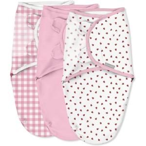 SwaddleMe by Ingenuity Original Swaddle, Size Small/Medium, For Ages 0-3 Months, 7-14 Pounds, Up to 26 Inches Long, 3-Pack Baby Swaddle Blanket Wrap(Ladybug Picnic)