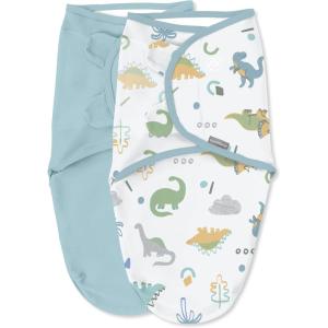 SwaddleMe by Ingenuity Original Swaddle, Size Small/Medium, For Ages 0-3 Months, 7-14 Pounds, Up to 26 Inches Long, 3-Pack Baby Swaddle Blanket Wrap(Tropical Dino)