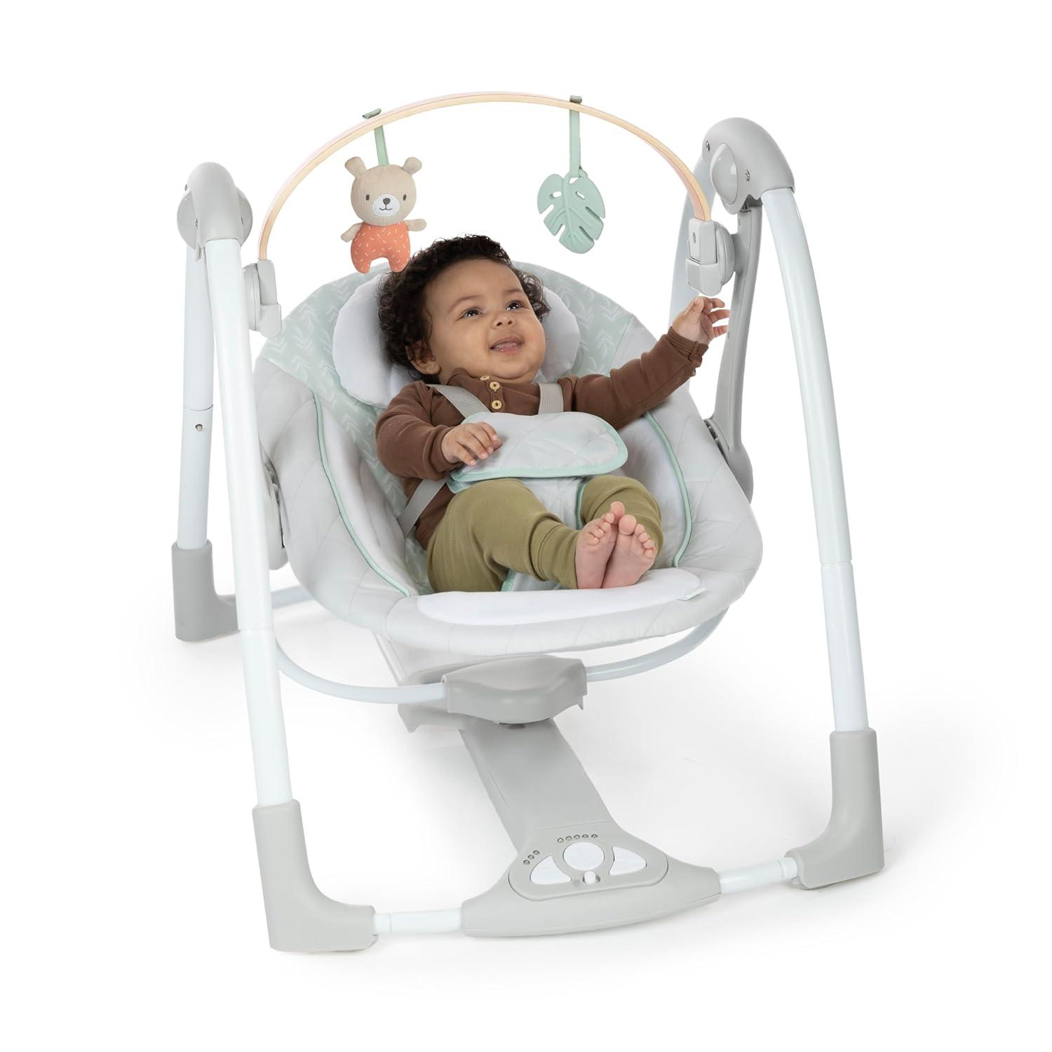 imageIngenuity ConvertMe 2in1 Compact Portable Automatic Baby Swing ampamp Infant Seat BatterySaving Vibrations Nature Sounds 09 Months 620 lbs WimberlyCozy Spot