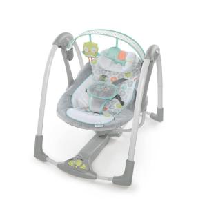 Ingenuity ConvertMe 2-in-1 Compact Portable Automatic Baby Swing & Infant Seat, Battery-Saving Vibrations, Nature Sounds, 0-9 Months 6-20 lbs (Wimberly)(Hugs and Hoots)