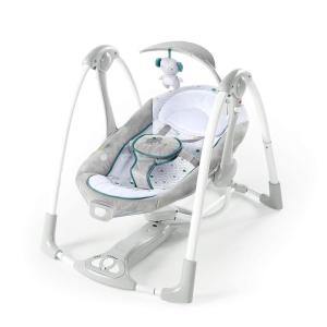 Ingenuity ConvertMe 2-in-1 Compact Portable Automatic Baby Swing & Infant Seat, Battery-Saving Vibrations, Nature Sounds, 0-9 Months 6-20 lbs (Wimberly)(Nash)
