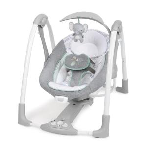 Ingenuity ConvertMe 2-in-1 Compact Portable Automatic Baby Swing & Infant Seat, Battery-Saving Vibrations, Nature Sounds, 0-9 Months 6-20 lbs (Wimberly)(Swell)