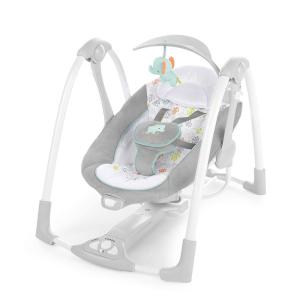 Ingenuity ConvertMe 2-in-1 Compact Portable Automatic Baby Swing & Infant Seat, Battery-Saving Vibrations, Nature Sounds, 0-9 Months 6-20 lbs (Wimberly)(Wimberly)
