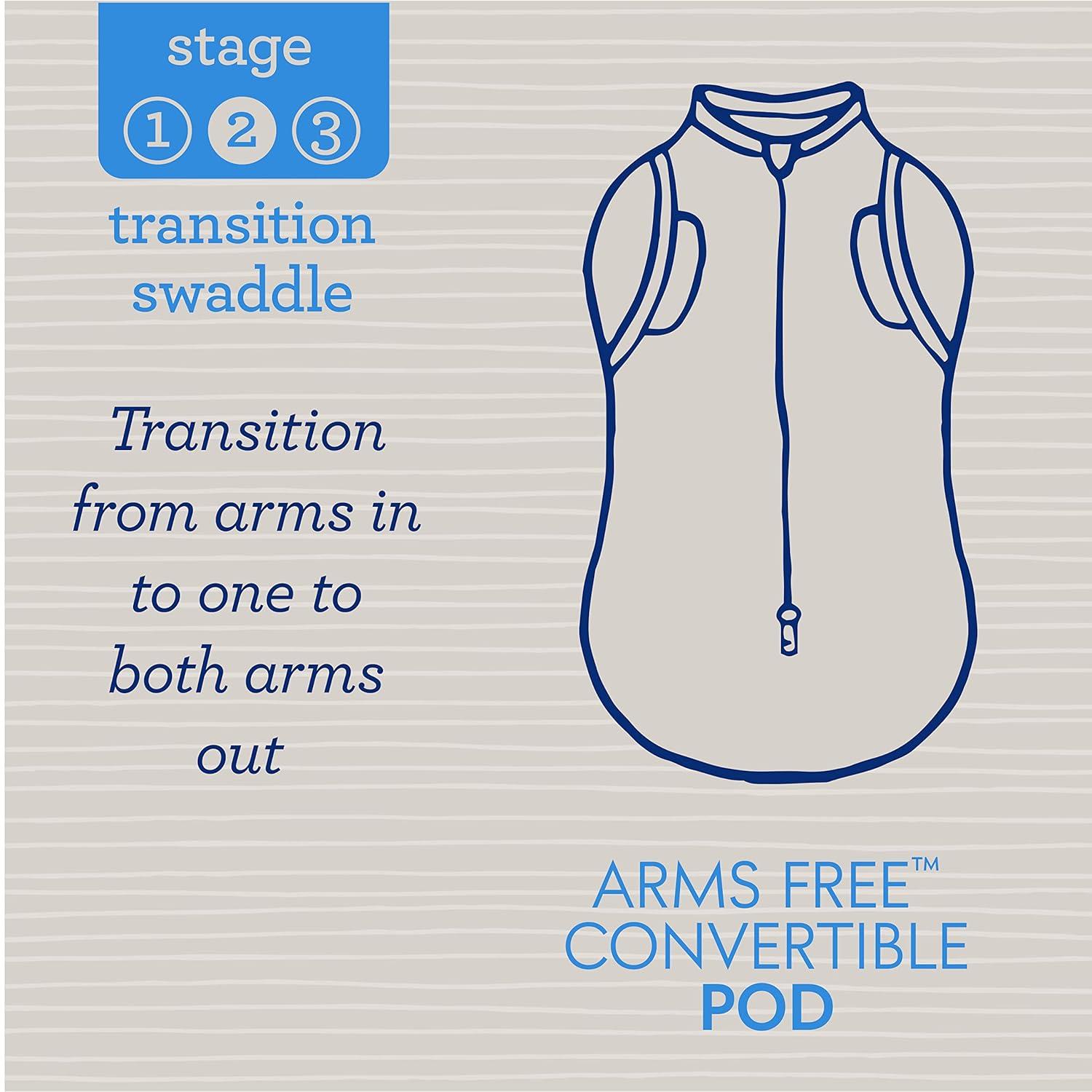 imageSwaddleMe Arms Free Convertible Pod Size Large 46 Months 2Pack Lucky Star Zipup Baby Swaddle Helps Transition to Arms Out Sleep for Safe Rolling and SelfSoothingLucky Star
