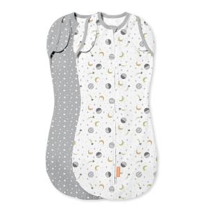 SwaddleMe Arms Free Convertible Pod – Size Large, 4-6 Months, 2-Pack (Lucky Star) Zip-up Baby Swaddle Helps Transition to Arms Out Sleep for Safe Rolling and Self-Soothing(Lucky Star)