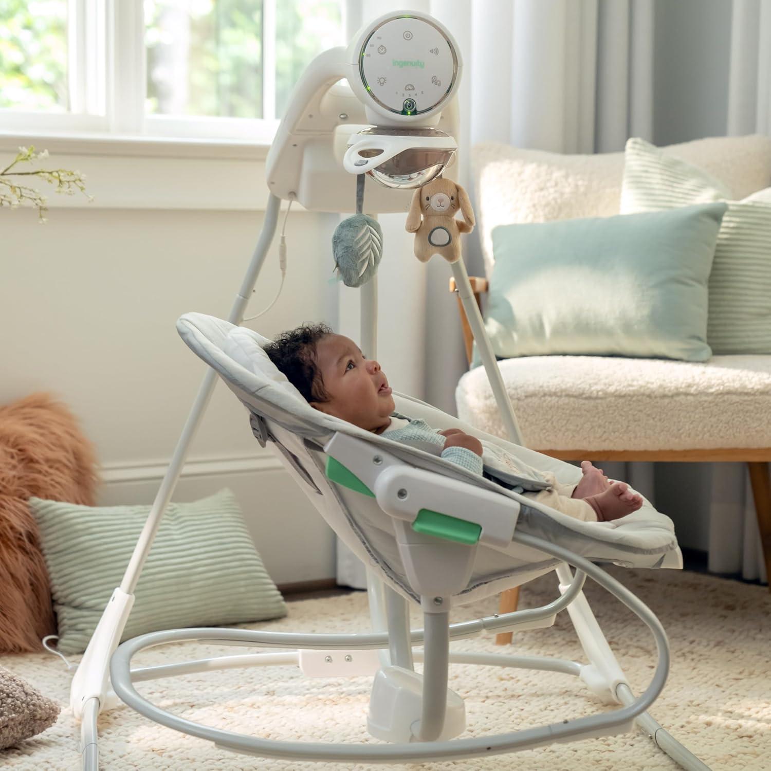 imageIngenuity InLighten 2in1 Baby Swing ampamp Rocker with Vibrations Swivel Seat EasyFold Sounds ampamp Lights 09 Months Up to 20 lbs SpruceRemy