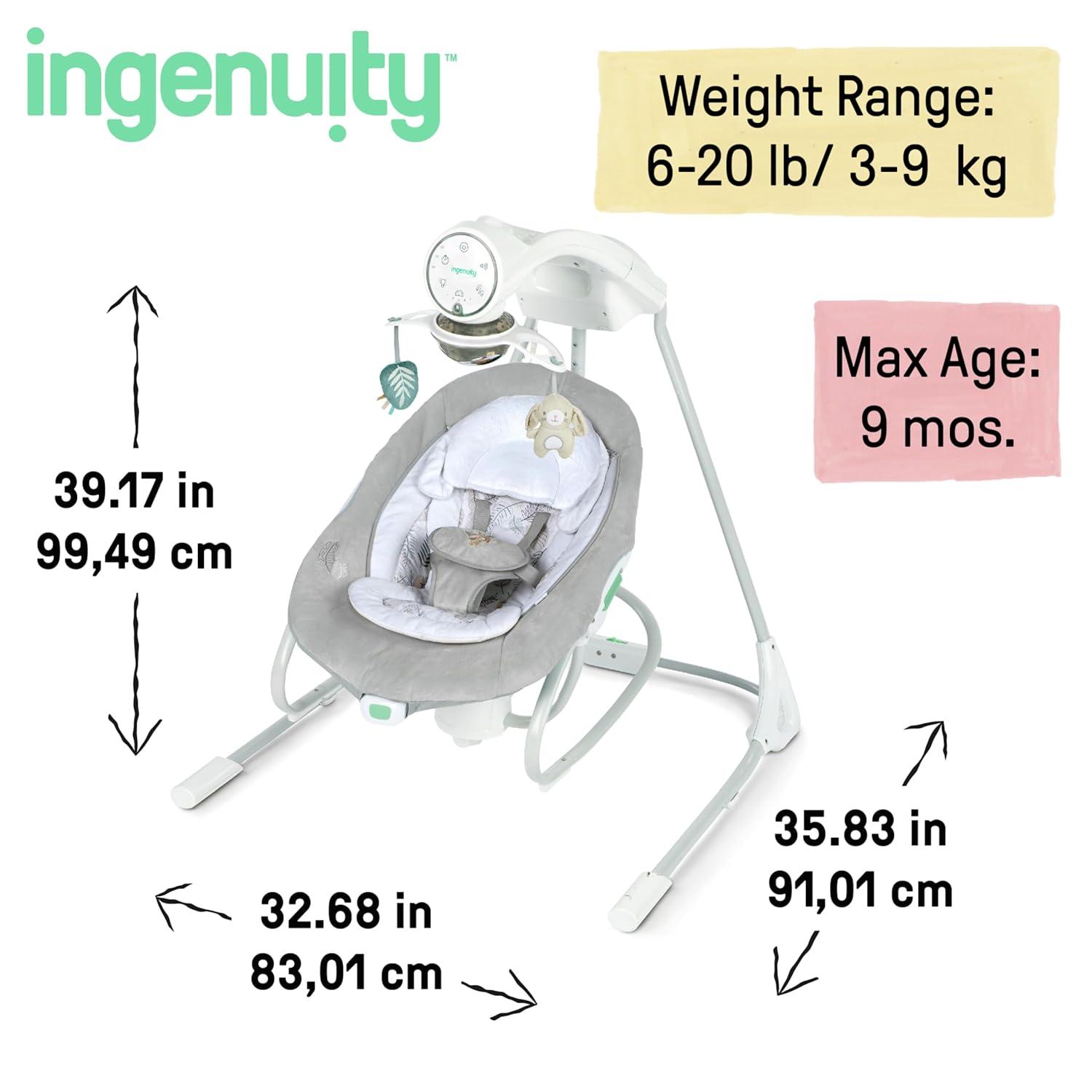 imageIngenuity InLighten 2in1 Baby Swing ampamp Rocker with Vibrations Swivel Seat EasyFold Sounds ampamp Lights 09 Months Up to 20 lbs SpruceRemy