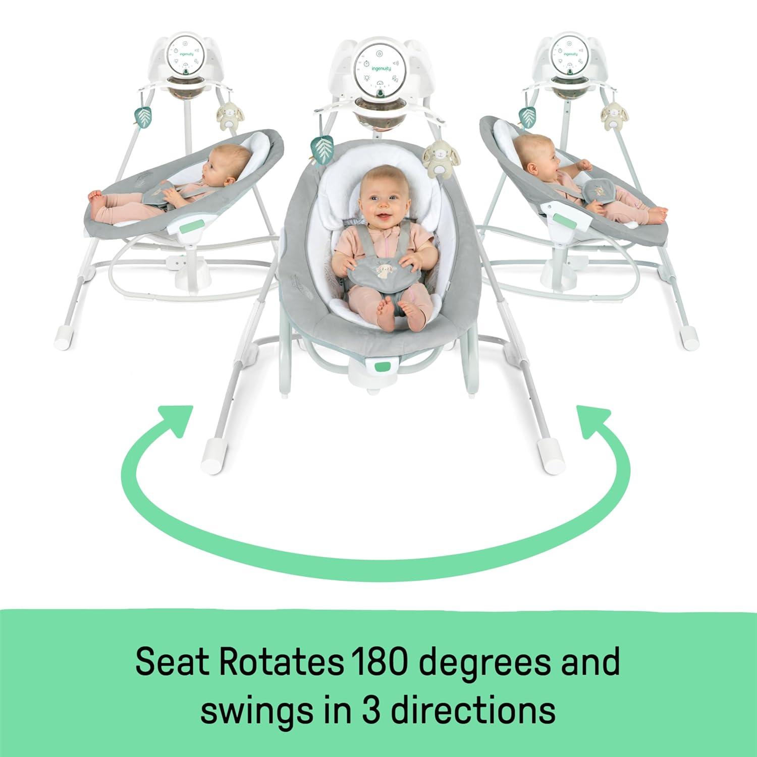 imageIngenuity InLighten 2in1 Baby Swing ampamp Rocker with Vibrations Swivel Seat EasyFold Sounds ampamp Lights 09 Months Up to 20 lbs SpruceRemy