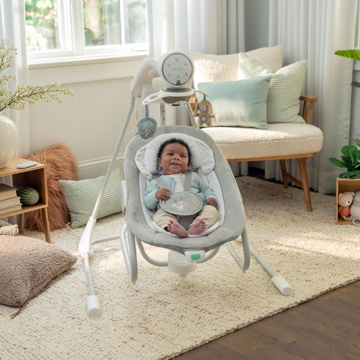 imageIngenuity InLighten 2in1 Baby Swing ampamp Rocker with Vibrations Swivel Seat EasyFold Sounds ampamp Lights 09 Months Up to 20 lbs SpruceRemy