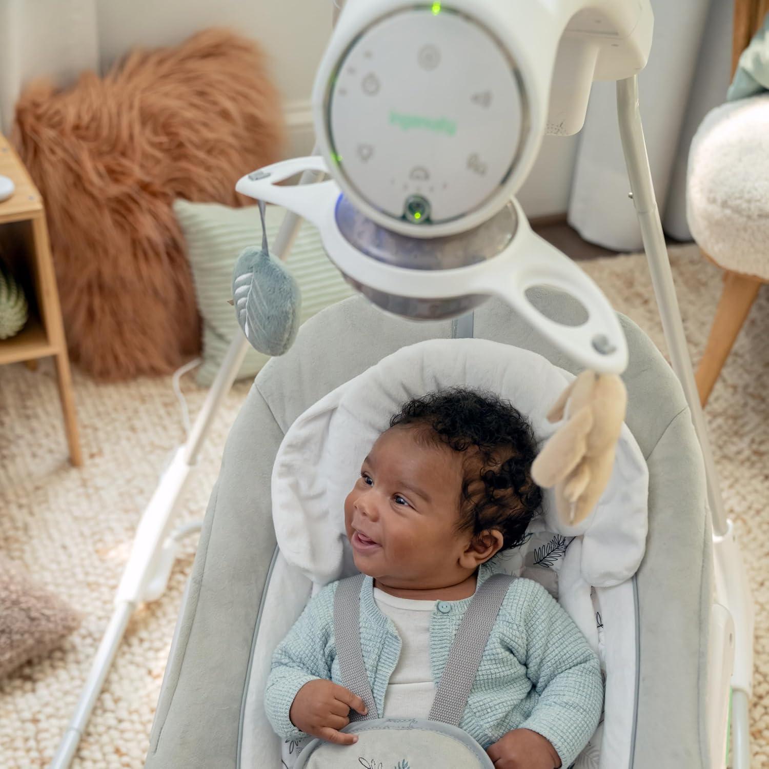 imageIngenuity InLighten 2in1 Baby Swing ampamp Rocker with Vibrations Swivel Seat EasyFold Sounds ampamp Lights 09 Months Up to 20 lbs SpruceRemy