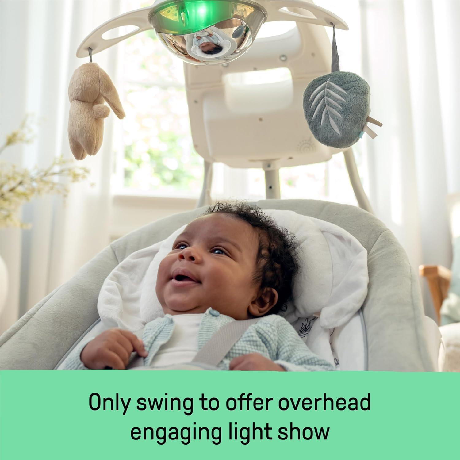 imageIngenuity InLighten 2in1 Baby Swing ampamp Rocker with Vibrations Swivel Seat EasyFold Sounds ampamp Lights 09 Months Up to 20 lbs SpruceRemy