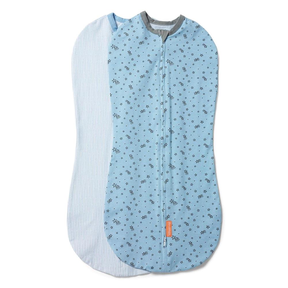 imageSwaddleMe by Ingenuity Compression Swaddle Pod TwoWay Zipper for Easy Changes Improves Sleep amp Calms Startle Reflex 36 Months 2Pack  Shooting StarsShooting Stars