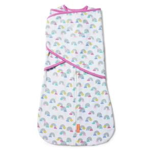 SwaddleMe by Ingenuity Arms Free Convertible Swaddle, Size Large, For Ages 3-6 Months, 14-18 Pounds, Up to 30 Inches Long, 1-Pack Baby Swaddle Wrap(Rainbow Showers)