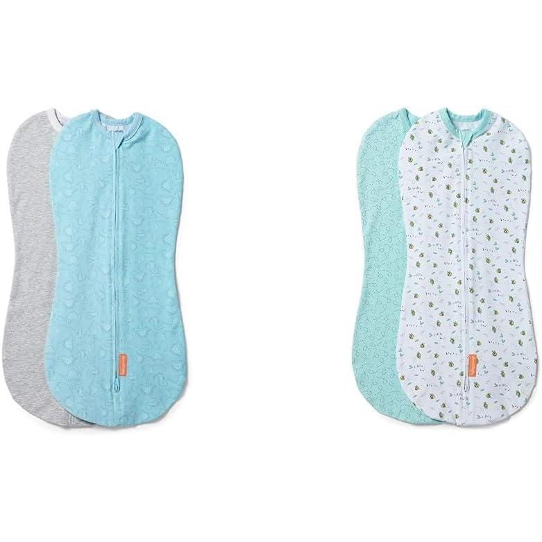 imageSwaddleMe by Ingenuity Pod  Size SmallMedium 03 Months 2Pack I Heart You and 2 Count Little BeesLight Blue  Grey