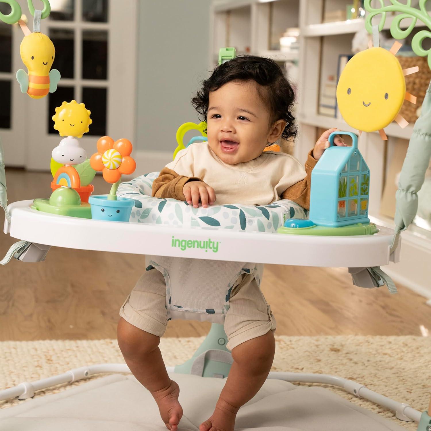 imageIngenuity TummytoToes 6in1 Milestone Center Play Gym Foldable Mat Music and Nature Sounds Lights Activity Jumper Table Playhouse for Ages 048 Months