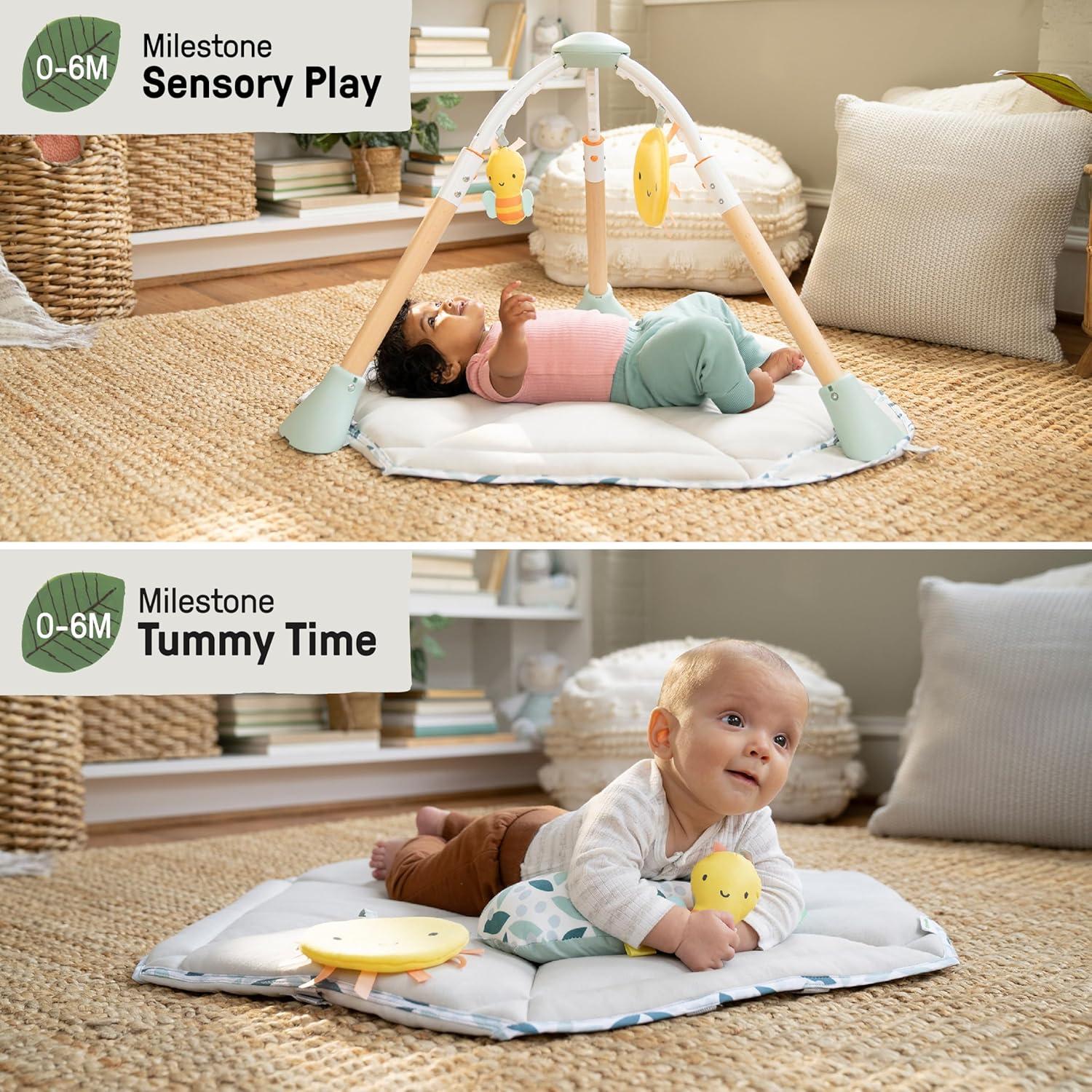 imageIngenuity TummytoToes 6in1 Milestone Center Play Gym Foldable Mat Music and Nature Sounds Lights Activity Jumper Table Playhouse for Ages 048 Months