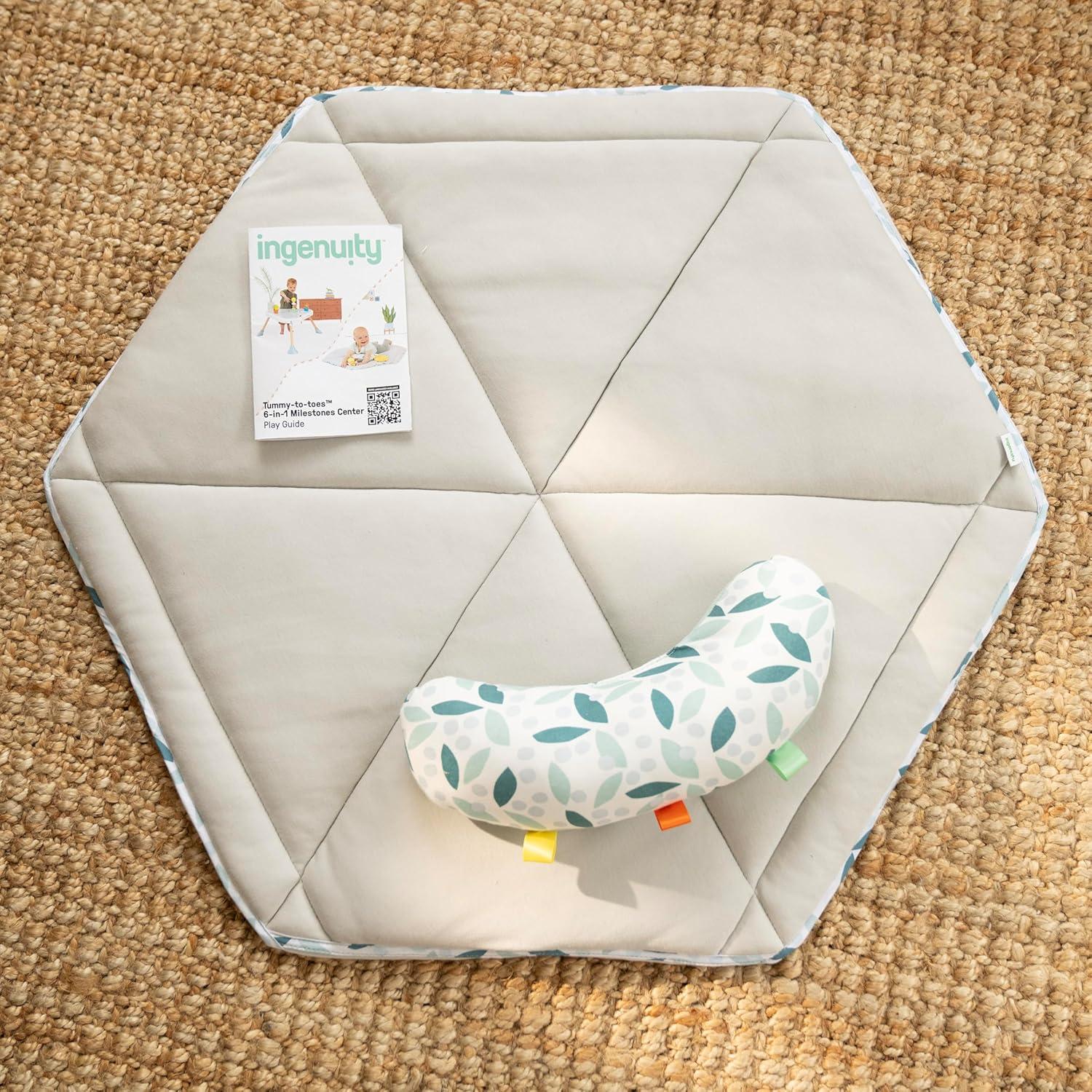 imageIngenuity TummytoToes 6in1 Milestone Center Play Gym Foldable Mat Music and Nature Sounds Lights Activity Jumper Table Playhouse for Ages 048 Months