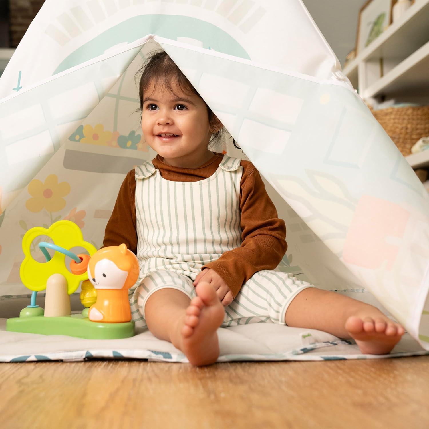 imageIngenuity TummytoToes 6in1 Milestone Center Play Gym Foldable Mat Music and Nature Sounds Lights Activity Jumper Table Playhouse for Ages 048 Months