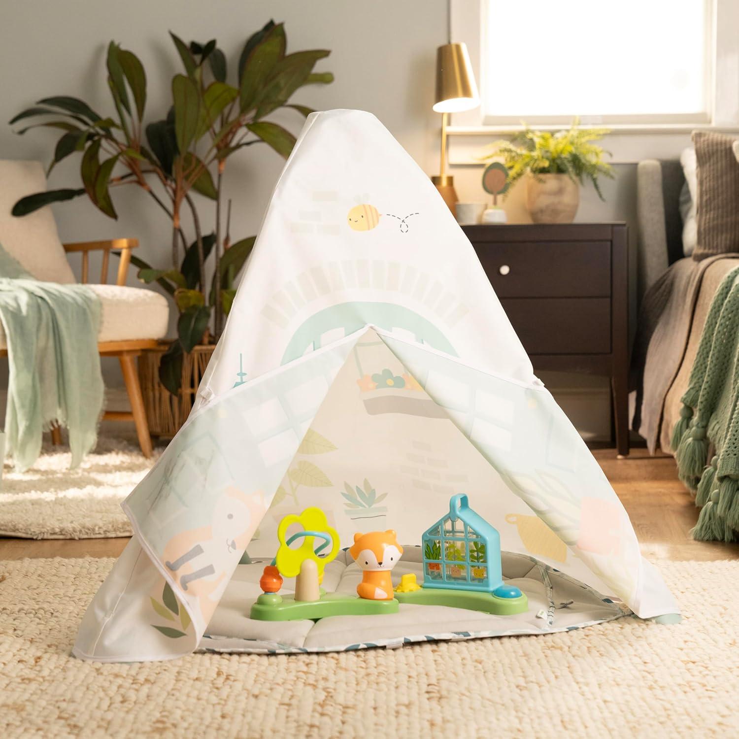 imageIngenuity TummytoToes 6in1 Milestone Center Play Gym Foldable Mat Music and Nature Sounds Lights Activity Jumper Table Playhouse for Ages 048 Months