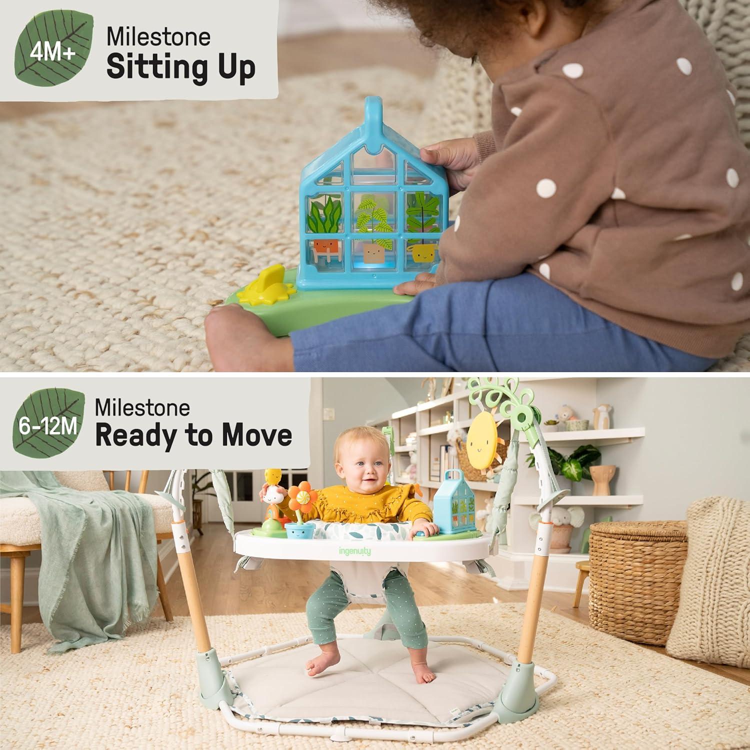 imageIngenuity TummytoToes 6in1 Milestone Center Play Gym Foldable Mat Music and Nature Sounds Lights Activity Jumper Table Playhouse for Ages 048 Months