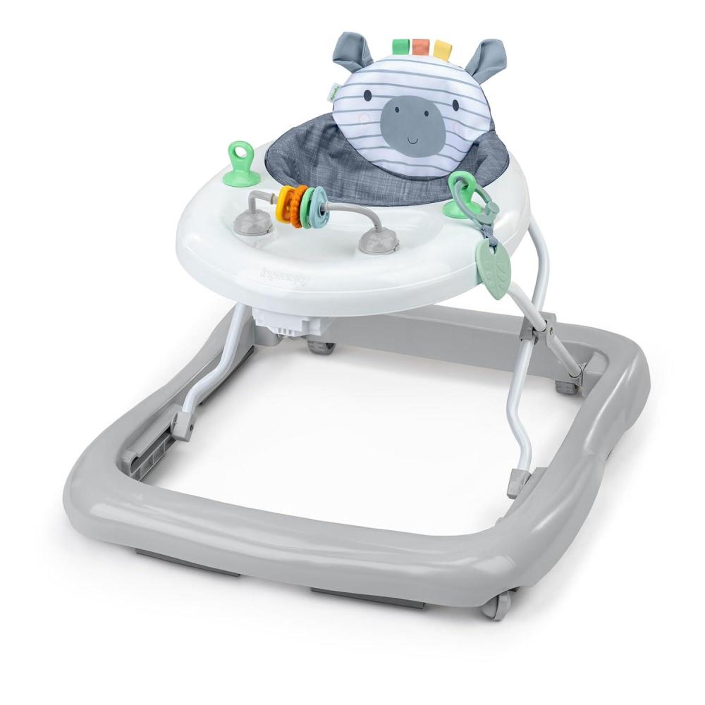 imageIngenuity Smooth Strides Activity Baby Walker Chambray Developmental Walker 3 Adjustable Heights Toys Included 6M12M