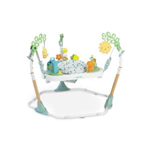 Ingenuity 3-in-1 Baby Jumper and Activity Center with Lights and Sounds – Converts to Toddler Play Table, 4 Adjustable Heights, Wood Legs, Ages 4 Months to 3 Years(Green)