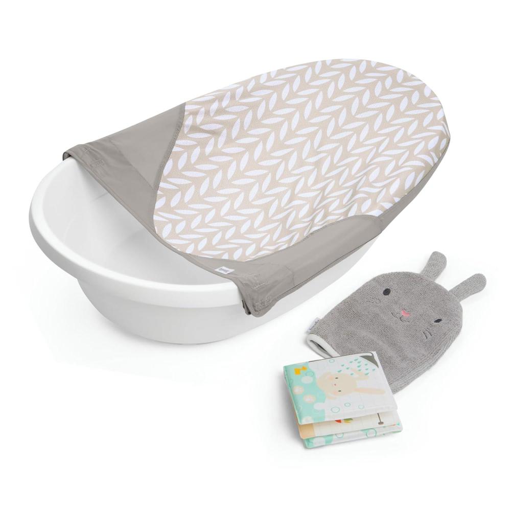 imageIngenuity Full Comfort 3in1 Baby Bath Tub 3 Phases of Use Newborn to Toddler Adjustable Full Coverage Supportive Sling Includes 2 Pour amp Rinse Cups Easy Release Drain Plug 0MGray