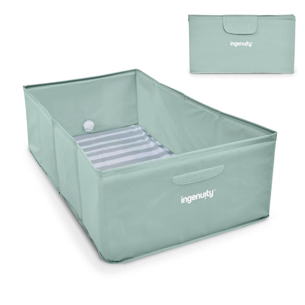 imageIngenuity Tuckaway Toddler Folding Tub Converts Shower to Tub Folds to Store Easy to Clean No Assembly Required Portable Baby Bathtub for Travel 12M5Y GrayGreen