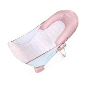 Ingenuity Foldaway 2-Position Bather, 2-Position Adjustable Support Baby Bath seat for Sink or Bathtub, Ages 0-6 Months, up to 20 pounds, Pink(Pink)
